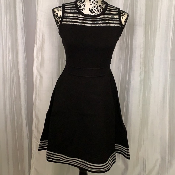 NWT Milly - Black, Invisible Stripe Flare Dress - Picture 1 of 4